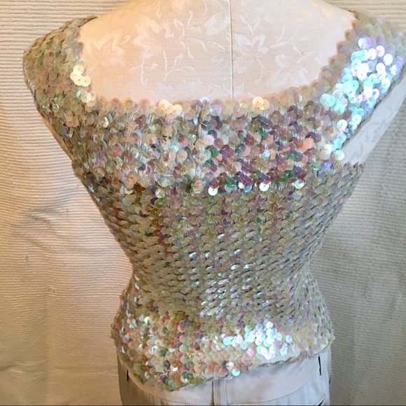 Vintage 90s Tube Convertible Mermaid Sequin Top - Picture 3 of 8